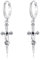 Schwert Ohrringe 925 Sterling Silber Schwert Creolen mit Rosenblüte hängend coole Dolch Baumeln Ohrringe längliche Punk Schmuck für Frauen Männer Herren