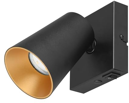 Trio Leuchten Wandspot Sharp 817170132, Metall Schwarz matt, Cover goldfarbig/schwarz, exkl. 1x GU10