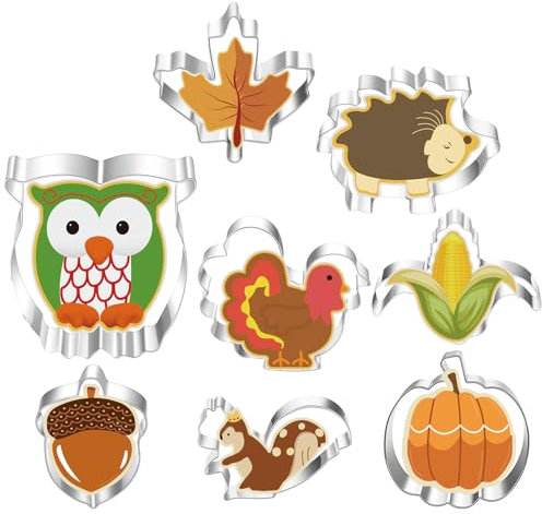 8 Stück Herbst Ausstecher Ausstechformen Set, Erntedankfest Keksausstecher, DIY Plätzchenausstecher, Ausstecher Halloween, Halloween Ausstechformen für Keks Backen