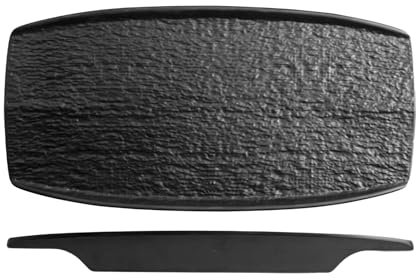 H&H, set 3 piatti rettangolari, in melamina, effetto ardesia, nero, 32x16xh3 cm