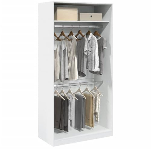 Iiaky Kleiderschrank Weiß 100x50x200 cm Schlafzimmer Schrank Kleiderschrank Schlafzimmer KleiderschräNke Holzwerkstoff - 3307801