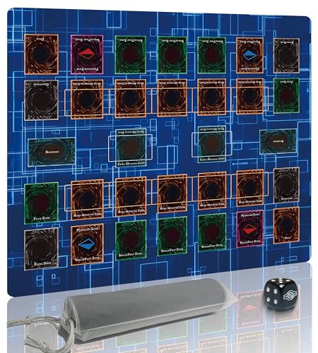 Extalas for Yugioh Playmat, 2-Player, Limited Edition Rare Dice and Free Storage Bag Master Rule Duel Field Zones, Large Card Game Mat (Basic2)