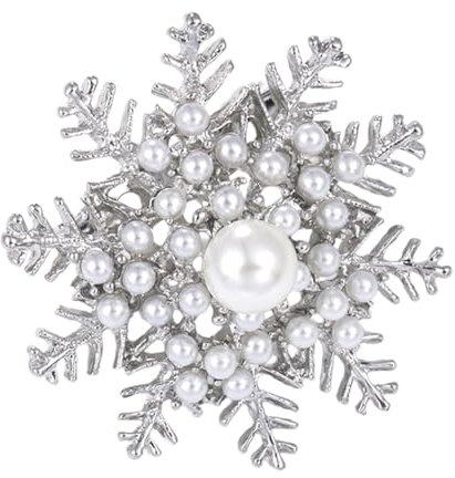 Qianly Schneeflocken Brosche, Dekorative Anstecknadel, Eleganter Schmuck, Anstecknadel, Winter Schneeflocken Brosche für Hemd, Pullover, Kleid, Kleidungsdeko, Silber