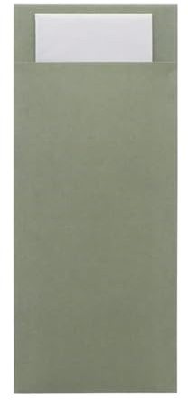 Europochette Classic Sized Sage Cutlery Pouch White 2ply Napkin (Pack 500) | Speeds up restaurant table setting while maintaining hygienic silverware presentation, optimal for high-volume catering.