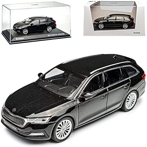 Skod. Octavia IV Kombi Magic Schwarz 4. Generation Ab 2019 1/43 Norev Modell Auto mit individiuellem Wunschkennzeichen