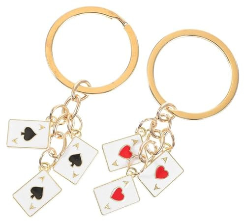 YANGWEN Spielkarten-Schlüsselanhänger Pokerkarten-Schlüsselanhänger 2 Stück Poker-Schlüsselanhänger Schlüsselanhänger Glücksgeschenk Für Tasche Geldbörse Geldbörse Handy Oder Auto