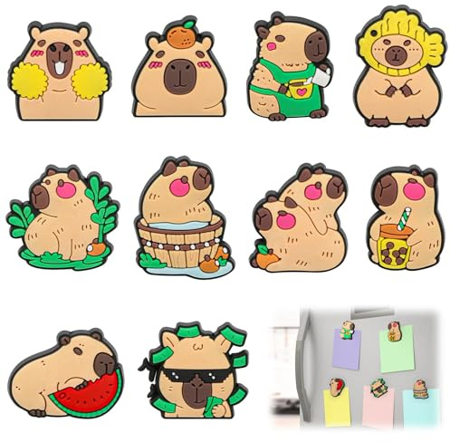 Kühlschrankmagnete, 10 Stück Süße Schöne Capibara DIY Magnete für Kühlschrank Safe Whiteboard Kleiner Magnet aber Starke Küchenhelfer für Zuhause, Büro, zum Befestigen von Fotos