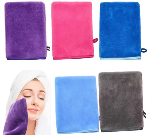 SUPRROW Waschlappen Gesicht, 5 Stück Waschlappen Set, Waschhandschuhe Frottee, Wiederverwendbare Make-up-Entferner, Starke Wasseraufnahme Baumwolle Weich 14 X 21cm