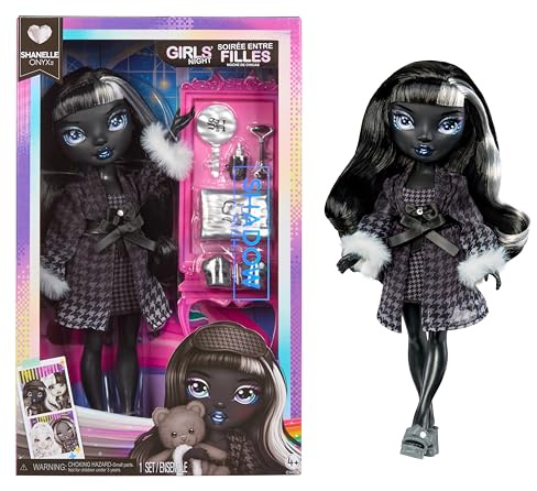 Rainbow High Shadow High Girl's Night - Shanelle Onyx - Greyscale 28cm Fashion Doll, Black Hair & Outfit with Accessories and Comb - for Collectors & Children Ages 4+