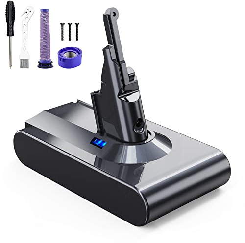 EVARY 8000mAh V8 Ersatzakku für Dyson V8 Akku Kompatibel Absolute Animal Motorhead Absolute Pro SV10 Staubsauger（2 Filter + 1 Pinsel