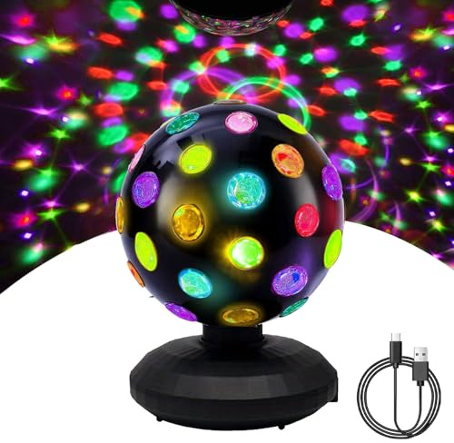 Rotierende Discokugel,Disco Licht Party Lichter 360° drehende mit mehrfarbigen LED,Discolicht Partylicht, Bühnenlichter Party Licht Deko Perfektes für Party,Geburtstag, Weihnachten