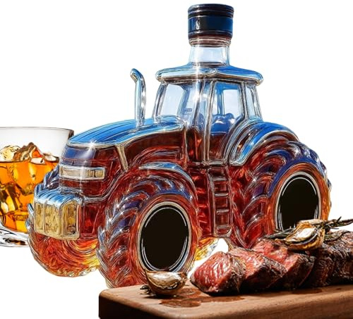 Bomefoi Decantador De Whisky - 300ml Diseño De Tractor Contenedor De Bebidas | Dispensador De Botella Para Vodka Y Whisky - para Brandy Bourbon Bebidas Reunión Familiar Fiesta Navidad Bodas