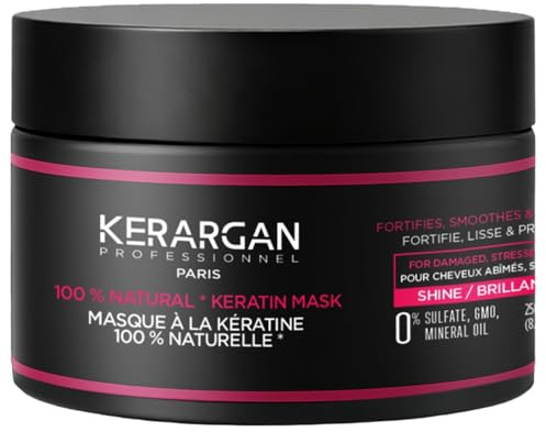 KERARGAN - Keratin-Haarmaske Intensivpflege für geschädigtes Haar - 250ml | Intensive Haarkur mit Keratin, stärkt und glättet geschädigtes oder strapaziertes Haar und schützt die Haarfaser