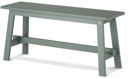 KHG Holzbank Sitzbank Flur Garderobenbank Schuhbank 100 x 45 x 29 cm | Gummibaum Holz Massiv bis 200 kg belastbar, Bettbank Landhausstil Salbeigrün lackiert, vielseitig einsetzbar