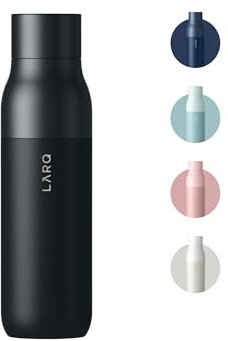 LARQ Twist Top 740ml – Isolierte Edelstahl-Trinkflasche | Thermoskanne, BPA-frei | Wiederverwendbare Wasserflasche für Camping, Büro und Reisen | Hält Getränke kalt und heiß, Obsidian Black