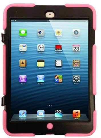 TECHGEAR G-Shock Étui pour iPad Mini/Mini 2 / Mini 3 Housse Coque Rigide, Très Haute Protection Anti-Choc avec Support Amovible Compatible pour iPad iPad Mini/Mini 2 / Mini 3 (Rose Clair)