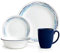 Corelle 3601 Ocean Blues Chip & Break resistant 16pc Dinner Set, Service for 4, Glass and Stoneware, 16-piece, Blue