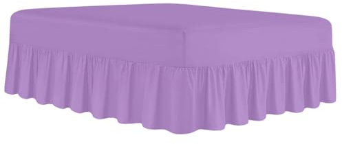 Rohi Luxury Fitted Valance Sheet Double - Easy Care Double Fitted Sheet, Frilled - Fit over Mattress & Down to the Floor (Double, Lilac)