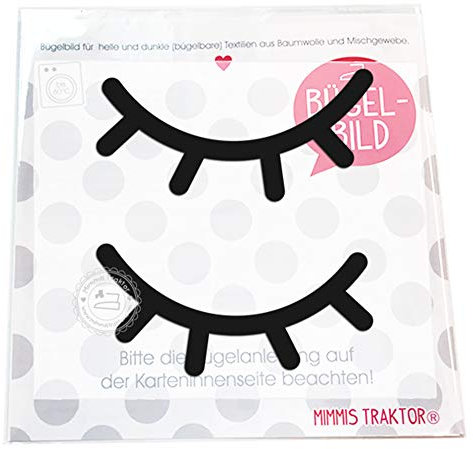 Bügelbild Gr. XL Wimpern 25 cm (je 9,5 cm) SCHWARZ Flockfolie Aufbügler Applikationen Bügelsticker für Stoffe Textilien Kinder zum Aufbügeln Flicken