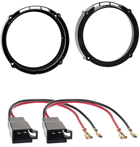 LSP-Set: Lautsprecherringe Lautsprecher Ringe LA-Aufnahme Adapterringe Ø 165 mm + Lautsprecher Adapter Kabel / Lautsprecheradapterkabel für Seat Ibiza 01/2002 - 05/2008 / Seat Leon 2005 - 10/2012