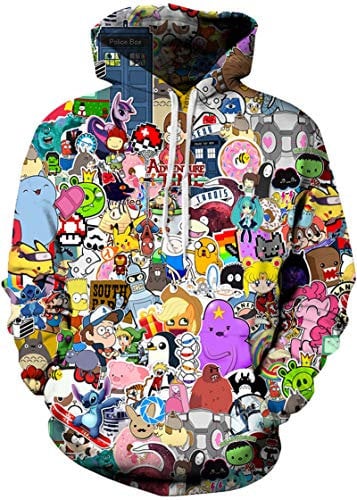 EUDOLAH Herren Slim Fit Kapuzenpullover 3D Druck Hoodie Weihnachten Winter Bunt mit Tasche (XXL-3XL, 2-Animation)