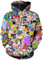 EUDOLAH Men's Long Sleeve Sweatshirts Neon Printed Hoodies 3D Graphic Jumpers Animal Sportswear(2XL/3XL,Anime)