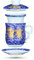 YURROAD 400ml Chinese Tea Cup with Lids Infuser Strainer Saucer, Dragon Pattern, Ceramic Tea Mug for Home Office - Blue TC400