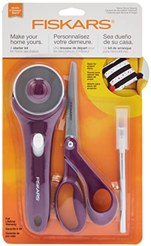 Fiskars 3-Piece Crafts Home Decor Sewing Starter Kit, Purple