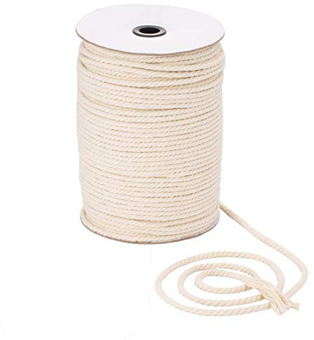Makramee-Kordel 5 mm x 160 m | 100% natürliche Baumwolle Makramee Seil | 3 Stränge gedrehte Baumwollkordel für handgefertigte Pflanzenaufhänger Wandbehang Basteln