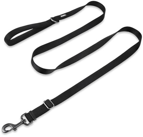 Hyhug 1,8 m Verstellbare Nylon Hundeleine mit weichem, gepolstertem Griff - Haltbare Leine mit einfachem Bolzkupplungsverschluss, ideal für große, mittlere und kleine Hunde (Groß, schwarz)