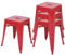 4er-Set Hocker HWC-A73, Metallhocker Sitzhocker, Metall Industriedesign stapelbar - rot