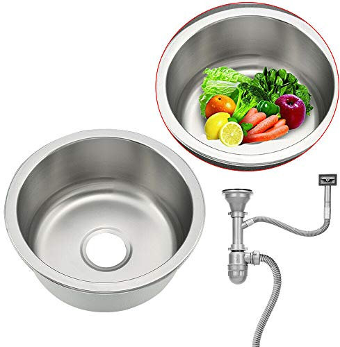 Berkalash Lavabo en acier inoxydable 201 - Évier encastrable - Évier rond - Convient pour la cuisine et le linge