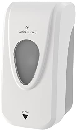 Oasis Creations Manual Soap and Hand Sanitizer Dispenser, Soap/Lotion/Gel, Wall Mount, 1000ml/33oz. Commercial or Residential - White