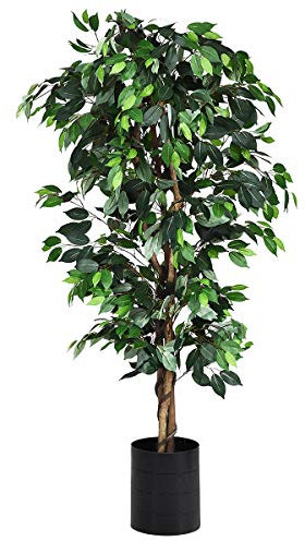 COSTWAY Zimmerpflanze Deko, 180 cm Kunstpflanze grün, Dekopflanze künstlich, Kunstbaum Pflanzendekoration Innendekoration für Zuhause Garten Büro