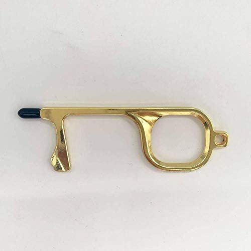 MWBLN 1pcs Contactless Door Opener Phone Touch Screens Keychain Tool,For Public Door Handle Touchscreen Keypad Keeping Hands Clean brass