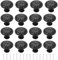 YEYIT Black Cabinet Handles - 16pcs Round Drawer Knobs & Mushroom Drawer Handle, 30MM Aluminum Alloy Flower Pattern with Screws