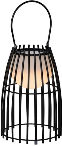 LUCIDE FJARA - wiederaufladbare Tischlampe Innen/Außen - Akku/Batterie - Ø 17,5 cm - LED Dim to warm - 1x0,3W 3000K - IP44 - Schwarz