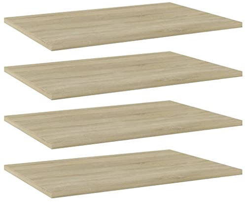 vidaXL Bookshelf Boards 4 pcs Sonoma Oak 60x40x1,5 cm Engineered Wood | Simple style to fit in with any room vibe, Sticking to the wall gives you more floor space,