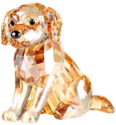 Kristall-Labrador Hund Welpe Figur Tiere Lovely Craft Home Decor Ornaments Sammlerstück Geburtstagsgeschenk (Gold)