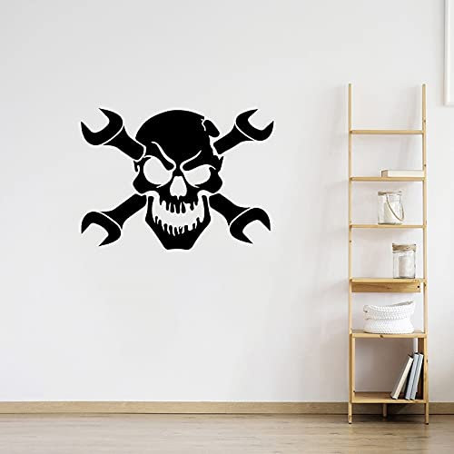 QIANGTOU Autoreparatur Service Wandtattoo Garage Dekor Autoreparatur Wandaufkleber Garage Mechaniker Werkzeugkasten Getriebe Fett AFFE Wandtattoo 72x54cm