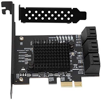 ciciglow PCIe SATA-Karte,6 Port mit Low-Profile-Halterung,6 Gbit/s SATA 3.0 Controller PCI Express Expression Card,Marvell 88SE92xx+109X,Unterstützt 4 SATA 3.0-Geräte für SATA6G 3G 1.5G