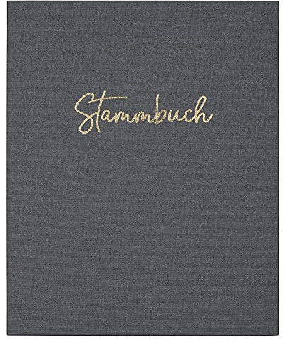 DeinWeddingshop Stammbuch der Familie, Familienstammbuch Hochzeit Standesamt, Leinen mit Prägung - DIN A4, Anthrazit