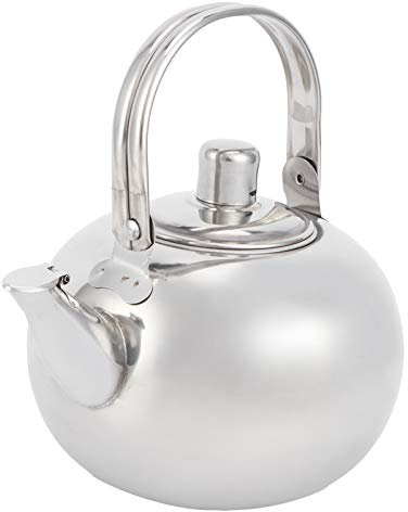Teiera per Fornelli, Bollitore 1L con Colino da Tè e Manico in Acciaio Inox Acqua Bollente Caffettiera Classico Fornello Fondo Piatto Adatto Gas Fornello Elettrico Induzione Fuoco Argento(14cm)