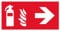 Aufkleber Richtungs-Hinweis „Feuerlöscher“ Brandschutz Symbol Folie nach ISO 7010 (F001) | 30x15cm Made in Germany, Größe: Rechts | 30x15cm