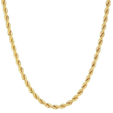 Source 20 inch T-bar Necklace with 18ct Gold plated 2mm thick Rope Chain