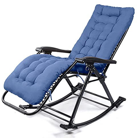 Pealihuy Klappbarer Schwerelosigkeits-Rasenstuhl, Schaukel-Campingstuhl, Liegestuhl mit abnehmbarem Kissen, tragbarer Schaukelstuhl für Terrasse, Garten, Rasen, blau