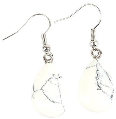 SIIK Ohrringe Für Damen,Weiße Howlith Ohrringe Silberohrringe, Damen Tropfen Ohrringe, Schlichte Tropfenform Ohrringe Elegante Naturstein Ohrringe Damen Boho Schmuck Geschenk Zum Muttertag