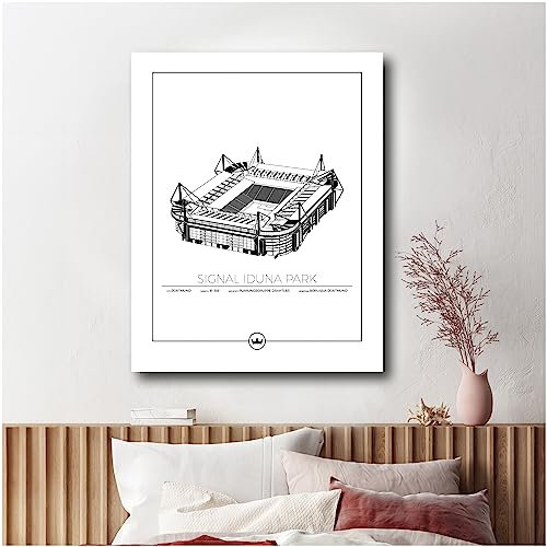 Sverigemotiv Fußballstadion-Wandkunstdruck–Fußballgeschenke für Jungen, Mädchen, Männer – Beste Premier-League Fußballmannschaften – ungerahmtes Poster(Borussia Dortmund - Signal Iduna Park, 50x70 cm)
