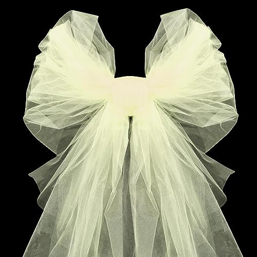 Organza Stoff DIY Tüllrolle 48cm*10m Tüll Dekostoff Tüllband Hochzeit Vorhänge Hochzeitsbogen Tüllstoff Drapierstoff Stoff für DIY Tutu Rock Handwerk Bogen Party Deko Crafts Geschenk, Weiss (Gelb)