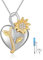 TANGPOET Sonnenblume Asche Halskette 925 Sterling Silber Urnenketten für Asche Gedenk Kremation Schmuck Andenken Anhänger Kette für Herren Damen mit Trichter Füller Kit